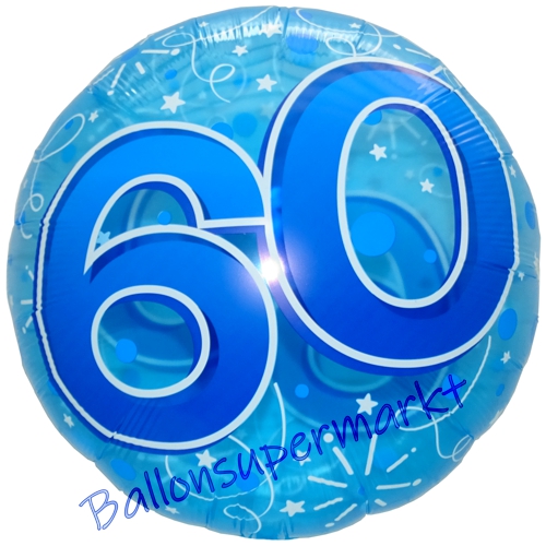 Folienballon-Lucid-Blue-Birthday-60-Jumbo-Luftballon-Geschenk-zum-60.-Geburtstag-Dekoration-Transparent