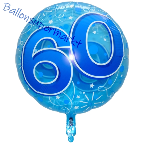 Folienballon-Lucid-Blue-Birthday-60-Jumbo-Luftballon-Geschenk-zum-60.-Geburtstag-Dekoration