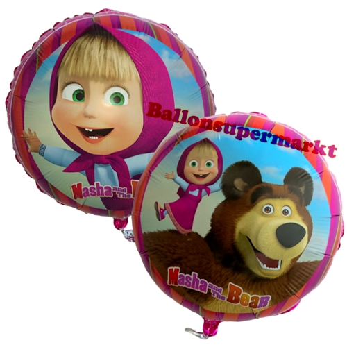Folienballon-Masha-und-der-Baer-rund-Luftballon-Partydekoration-Geschenk-Kindergeburtstag-Misha