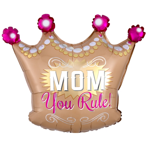 Folienballon-Mom-You-Rule-Krone-Luftballon-Geschenk-zum-Muttertag-Dekoration
