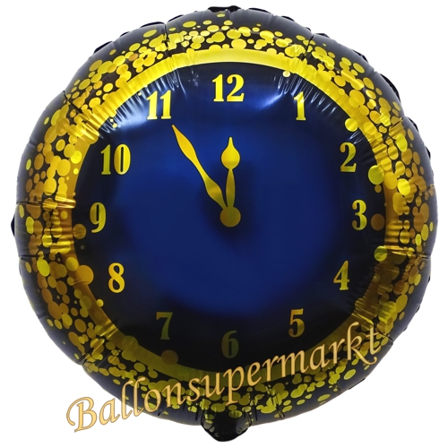 Folienballon-New-Years-Clock-schwarz-Luftballon-Dekoration-zu-Silvester-Neujahr-Geschenk