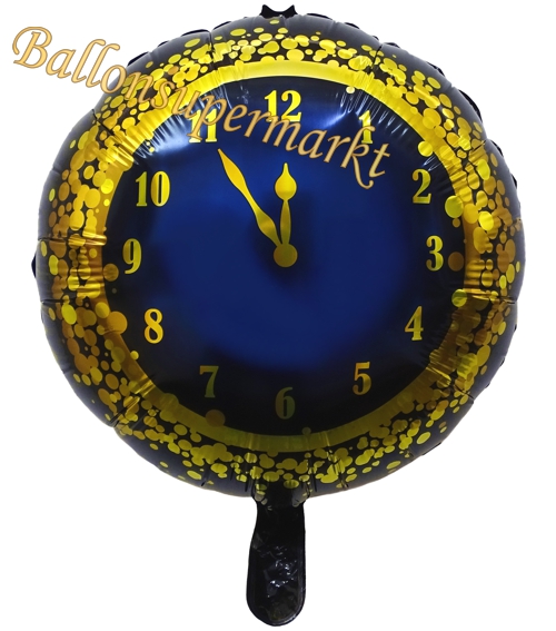 Folienballon-New-Years-Clock-schwarz-Luftballon-Dekoration-zu-Silvester-Neujahr