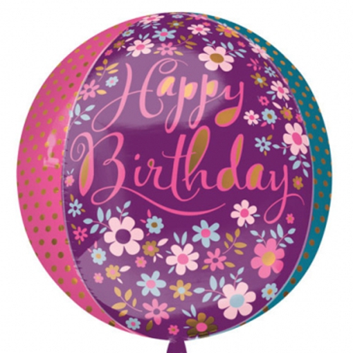 Folienballon-Orbz-Happy-Birthday-Blumen-Luftballon-Kugel-Geschenk-zum-Geburtstag