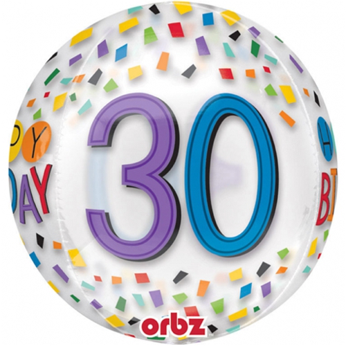 Folienballon-Orbz-Happy-Birthday-Rainbow-30-Luftballon-Kugel-zum-30.-Geburtstag