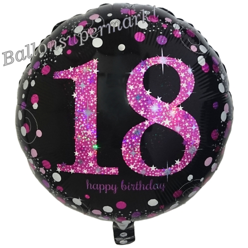 Folienballon-18-Geburtstag-Pink-Celebration-18-Luftballon-holografisch-Geschenk-Volljaehrigkeit