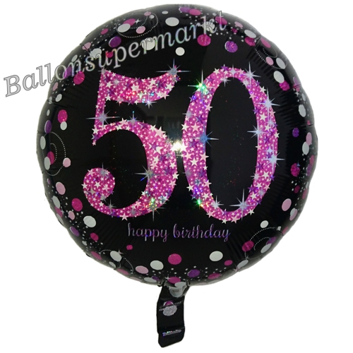 Folienballon-50-Geburtstag-Pink-Celebration-50-Luftballon-holografisch-Geschenk
