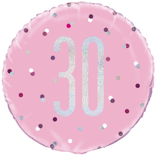 Folienballon-Pink-and-Silver-Glitz-30-holografisch-Luftballon-Geschenk-zum-30.-Geburtstag-Dekoration