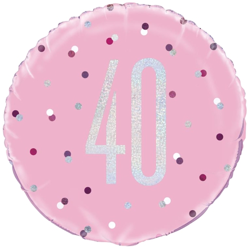 Folienballon-Pink-and-Silver-Glitz-40-holografisch-Luftballon-Geschenk-zum-40.-Geburtstag-Dekoration
