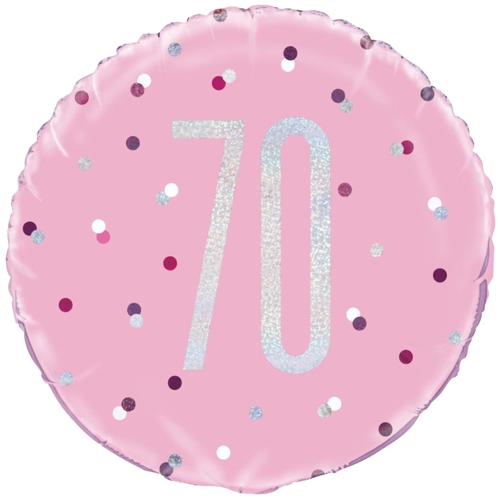 Folienballon-Pink-and-Silver-Glitz-70-holografisch-Luftballon-Geschenk-zum-70.-Geburtstag-Dekoration