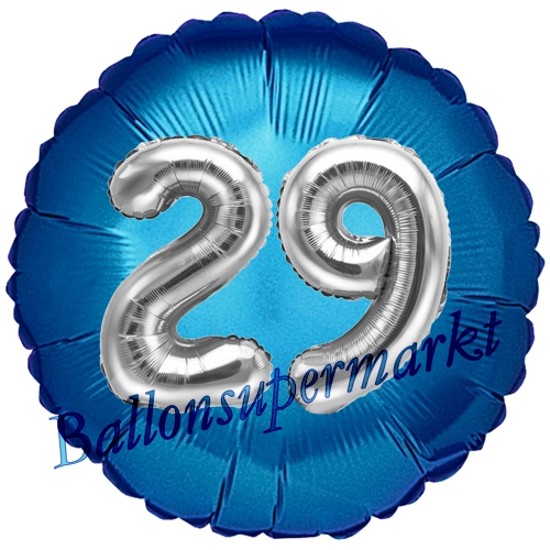 Folienballon-Rund-Jumbo-3D-29.-Geburtstag-Blau-Silber-Zahl-29-Luftballon-Geschenk