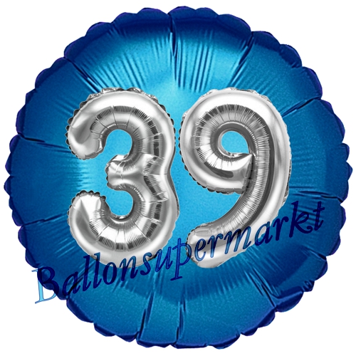 Folienballon-Rund-Jumbo-3D-39.-Geburtstag-Blau-Silber-Zahl-39-Luftballon-Geschenk