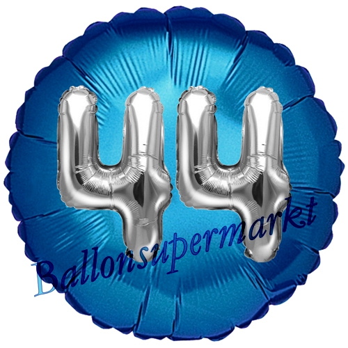 Folienballon-Rund-Jumbo-3D-44.-Geburtstag-Blau-Silber-Zahl-44-Luftballon-Geschenk