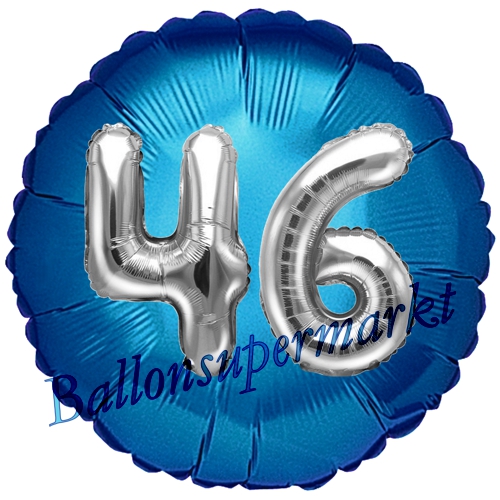 Folienballon-Rund-Jumbo-3D-46.-Geburtstag-Blau-Silber-Zahl-46-Luftballon-Geschenk