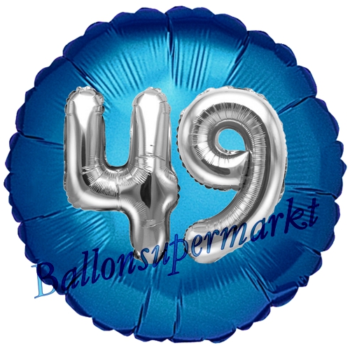 Folienballon-Rund-Jumbo-3D-49.-Geburtstag-Blau-Silber-Zahl-49-Luftballon-Geschenk