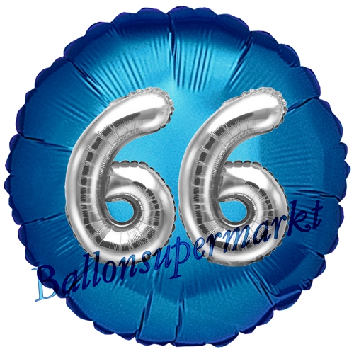 Folienballon-Rund-Jumbo-3D-66.-Geburtstag-Blau-Silber-Zahl-66-Luftballon-Geschenk
