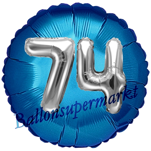 Folienballon-Rund-Jumbo-3D-74.-Geburtstag-Blau-Silber-Zahl-74-Luftballon-Geschenk