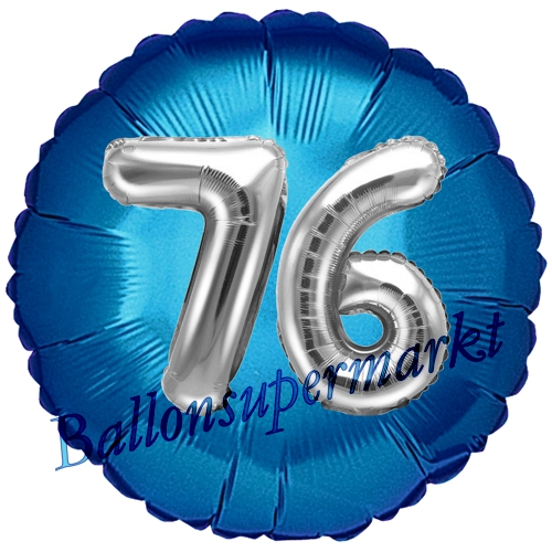 Folienballon-Rund-Jumbo-3D-76.-Geburtstag-Blau-Silber-Zahl-76-Luftballon-Geschenk