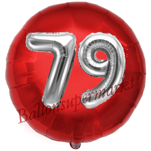 Folienballon-Rund-Jumbo-3D-79.-Geburtstag-Rot-Silber-Zahl-79-Luftballon-Geschenk