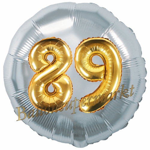 Folienballon-Rund-Jumbo-3D-89.-Geburtstag-Silber-Gold-Zahl-89-Luftballon-Geschenk