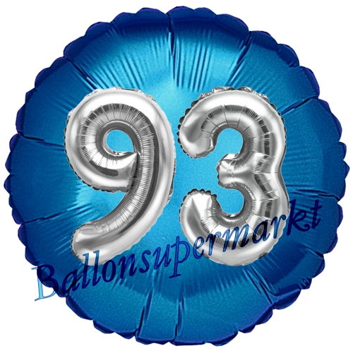 Folienballon-Rund-Jumbo-3D-93.-Geburtstag-Blau-Silber-Zahl-93-Luftballon-Geschenk