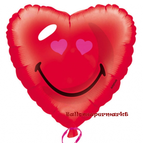 Folienballon-Smiley-Herz-Luftballon-Geschenk-Smiley-Emoji-Gruss-Liebesbotschaft