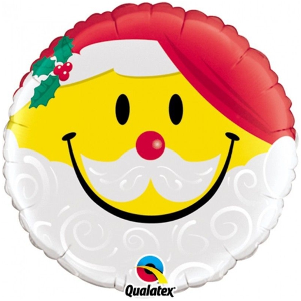 Folienballon-Smiley-Santa-Nikolaus-Luftballon-Weihnachten-Geschenk-Partydekoration-Qualatex