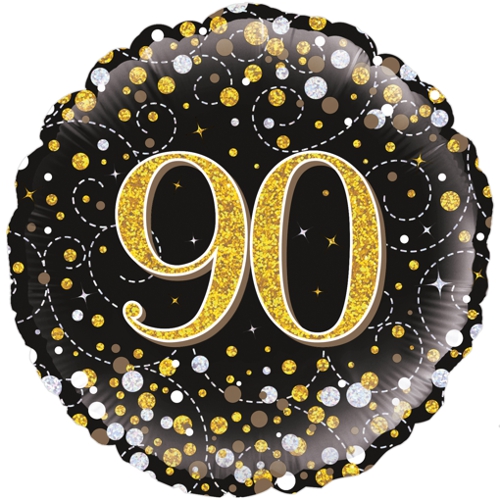 Folienballon-Sparkling-Fizz-90-Luftballon-holografisch-90-Geburtstag-Geschenk-Jubilaeum