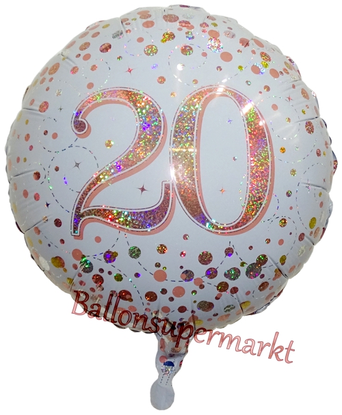 Folienballon-Sparkling-Fizz-Rosegold-20-Luftballon-holografisch-20-Geburtstag-Geschenk-Jubilaeum