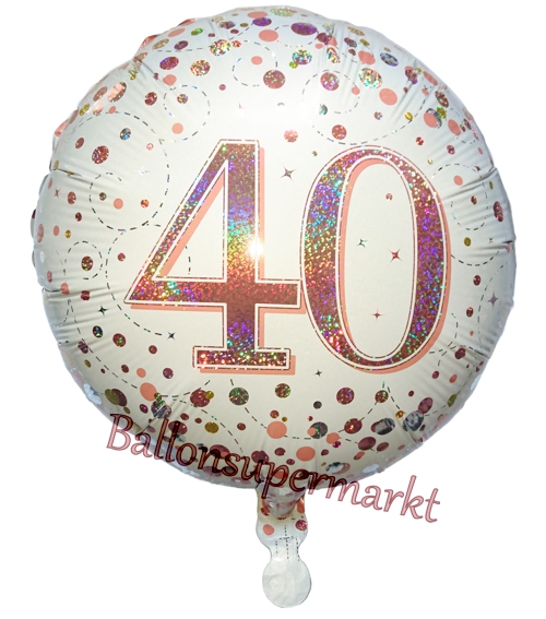 Folienballon-Sparkling-Fizz-Rosegold-40-Luftballon-holografisch-40-Geburtstag-Geschenk-Jubilaeum