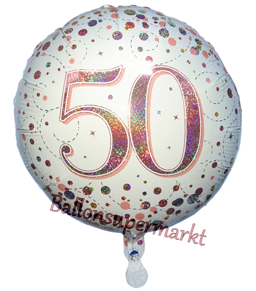 Folienballon-Sparkling-Fizz-Rosegold-50-Luftballon-holografisch-50-Geburtstag-Geschenk-Jubilaeum