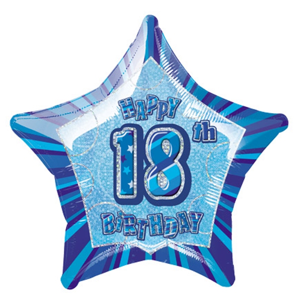 Folienballon-Stern-Prismatic-18-Geburtstag-blau-Ballon