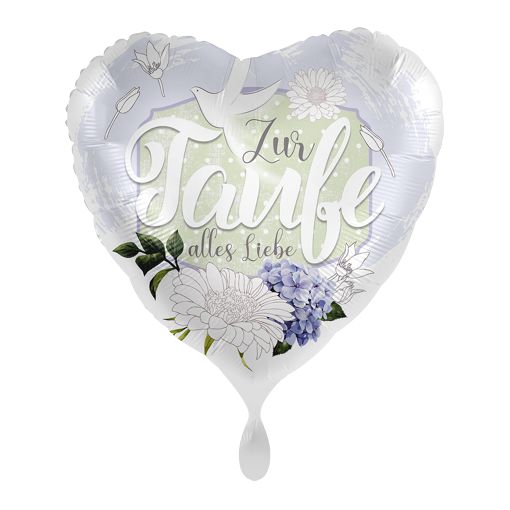 Folienballon mit Helium: Zur Taufe Alles Liebe- Flowers and Dove