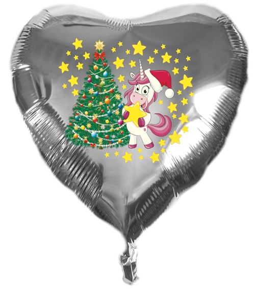 Folienballon-Weihnachten-Einhorn-Christmastree-Jumbo-silber-Herz-Geschenk-zu-Weihnachten-Nikolaus