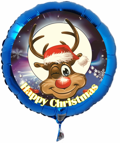 Folienballon-Weihnachten Rudolph Happy-Christmas-rund-Geschenk-zu-Weihnachten-Nikolaus