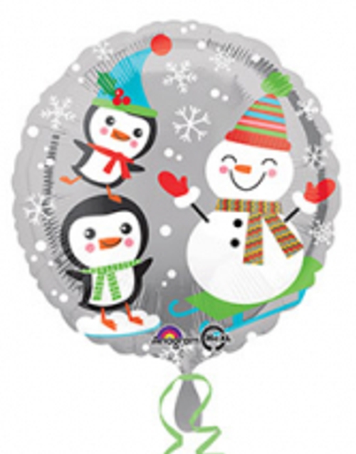 Folienballon-Weihnachten-Santa-Schneemann-Pinguine-rund-Geschenk-zu-Weihnachten-Nikolaus