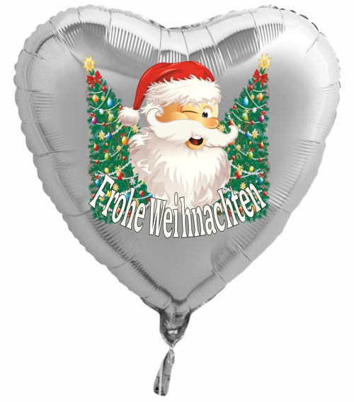 Folienballon-Weihnachten-Weihnachstmann-Frohe-Weihnachten-Herzballon-silber-Geschenk-zu-Weihnachten-Nikolaus