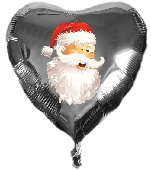 Folienballon-Weihnachten-Weihnachtsmann-Jumbo-Herz-silber-Geschenk-zu-Weihnachten-Nikolaus