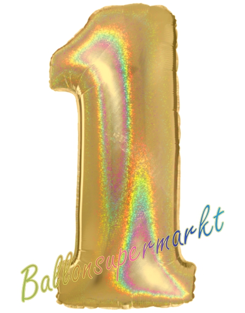 Folienballon-Zahl-1-Gold-Holografisch-Luftballon-Geschenk-Geburtstag-Jubilaeum-Firmenveranstaltung