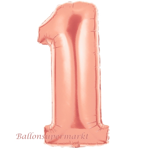 Folienballon-Zahl-1-Rosegold-Luftballon-Geschenk-Rotgold-Geburtstag-Jubilaeum-Firmenveranstaltung