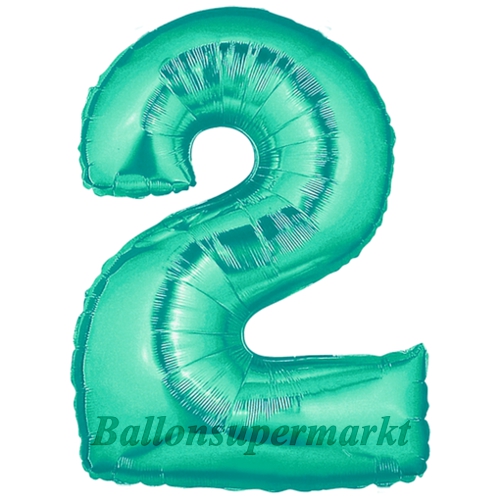 Folienballon-Zahl-2-Aquamarin-Luftballon-Geschenk-Geburtstag-Jubilaeum-Firmenveranstaltung