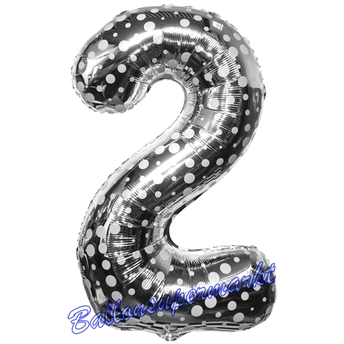 Folienballon-Zahl-2-Silber-Luftballon-Geschenk-Geburtstag-Jubilaeum-Firmenveranstaltung