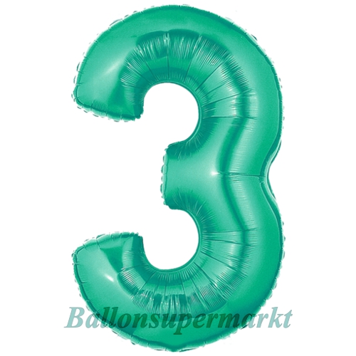 Folienballon-Zahl-3-Aquamarin-Luftballon-Geschenk-Geburtstag-Jubilaeum-Firmenveranstaltung