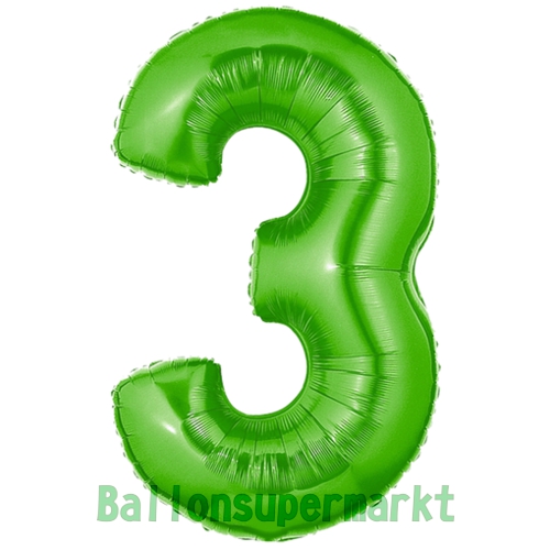 Folienballon-Zahl-3-Gruen-Luftballon-Geschenk-Geburtstag-Jubilaeum-Firmenveranstaltung
