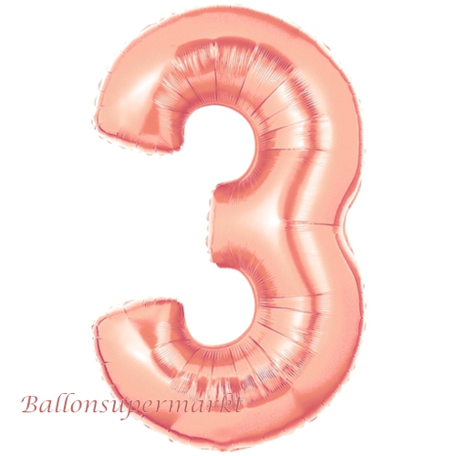 Folienballon-Zahl-3-Rosegold-Luftballon-Geschenk-Rotgold-Geburtstag-Jubilaeum-Firmenveranstaltung