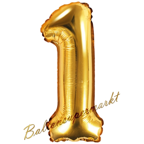 Folienballon-Zahl-35-cm-1-Gold-Luftballon-Geschenk-Geburtstag-Jubilaeum-Firmenveranstaltung