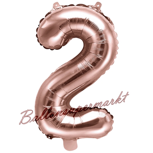 Folienballon-Zahl-35-cm-2-Rosegold-Luftballon-Geschenk-Geburtstag-Jubilaeum-Firmenveranstaltung