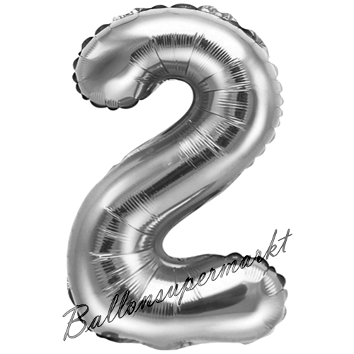 Folienballon-Zahl-35-cm-2-Silber-Luftballon-Geschenk-Geburtstag-Jubilaeum-Firmenveranstaltung