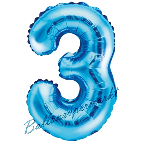 Folienballon-Zahl-35-cm-3-Blau-Luftballon-Geschenk-Geburtstag-Jubilaeum-Firmenveranstaltung