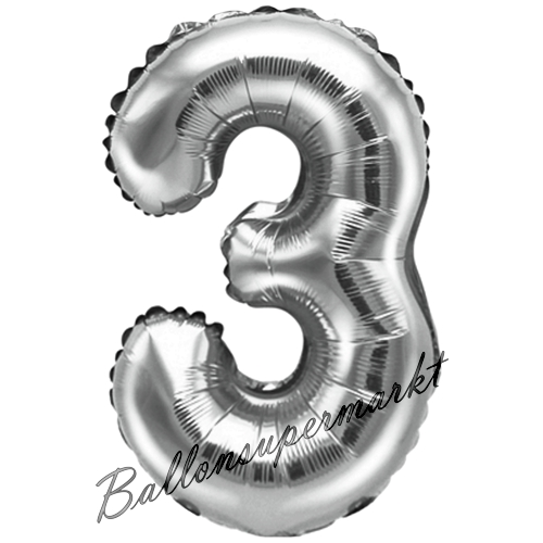 Folienballon-Zahl-35-cm-3-Silber-Luftballon-Geschenk-Geburtstag-Jubilaeum-Firmenveranstaltung
