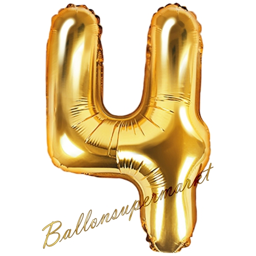 Folienballon-Zahl-35-cm-4-Gold-Luftballon-Geschenk-Geburtstag-Jubilaeum-Firmenveranstaltung